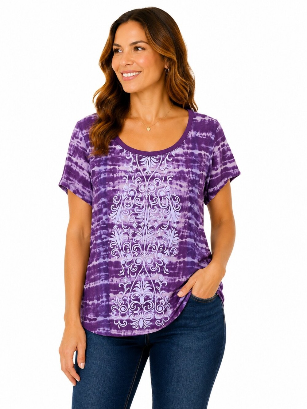 Made For Life Purple Ombre Tie Dye Short Sleeve Tee Size 2X (Runs Small)